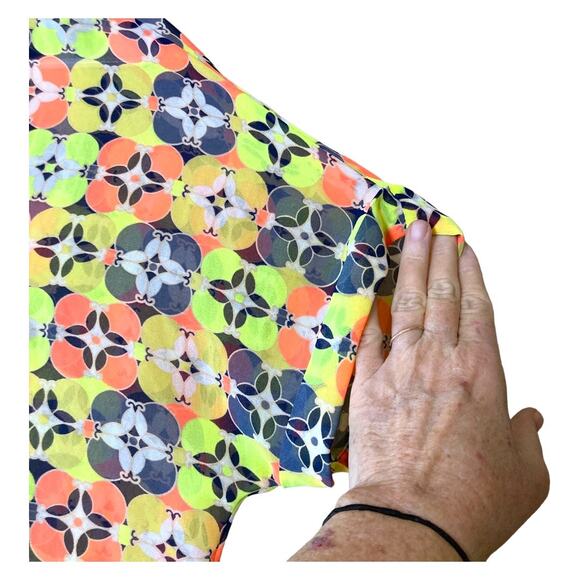 JCrew Beach Cover Bright Neon Semi Sheer Geo Print Size XS - Picture 3 of 8